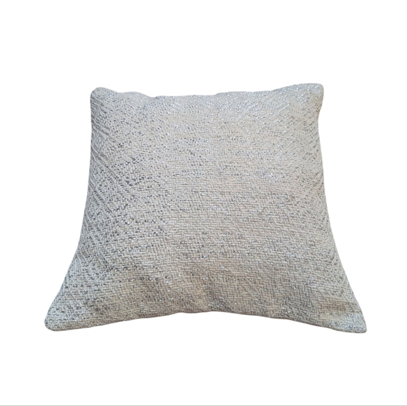 West Elm Throw Pillow Woven Cotton Metallic Tweed Preppy 18x18 - Picture 1 of 6